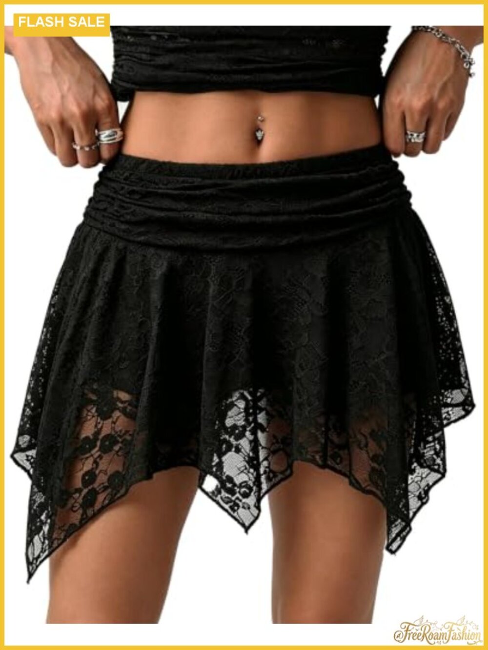 Lace Ruffle Mini Skirt Asymmetrical Skort Fairy Concert Outfit